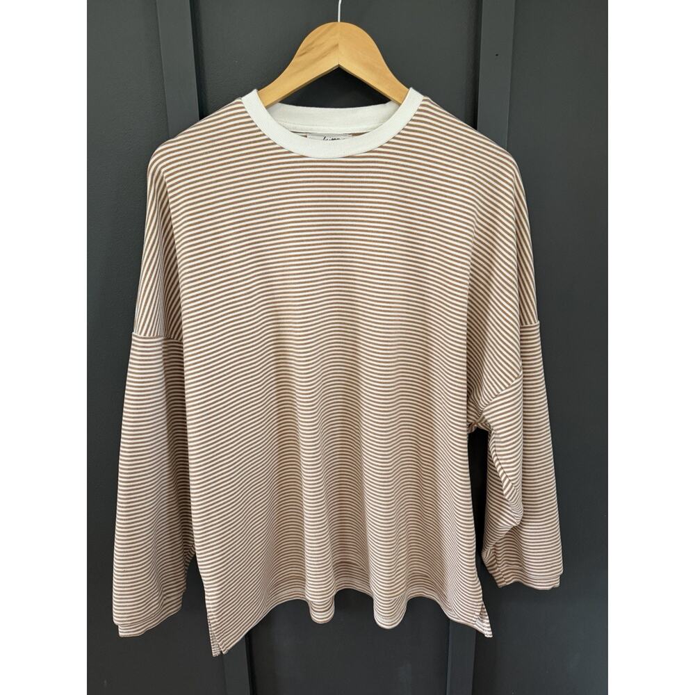 Carly Jean Los Angeles Oversized Brown Stripe Tunic Sweater Women’s Small